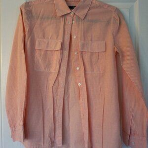 PRE-OWNED Light Red Striped GAP Long Sleeve Collared Button Up Blouse X-Small